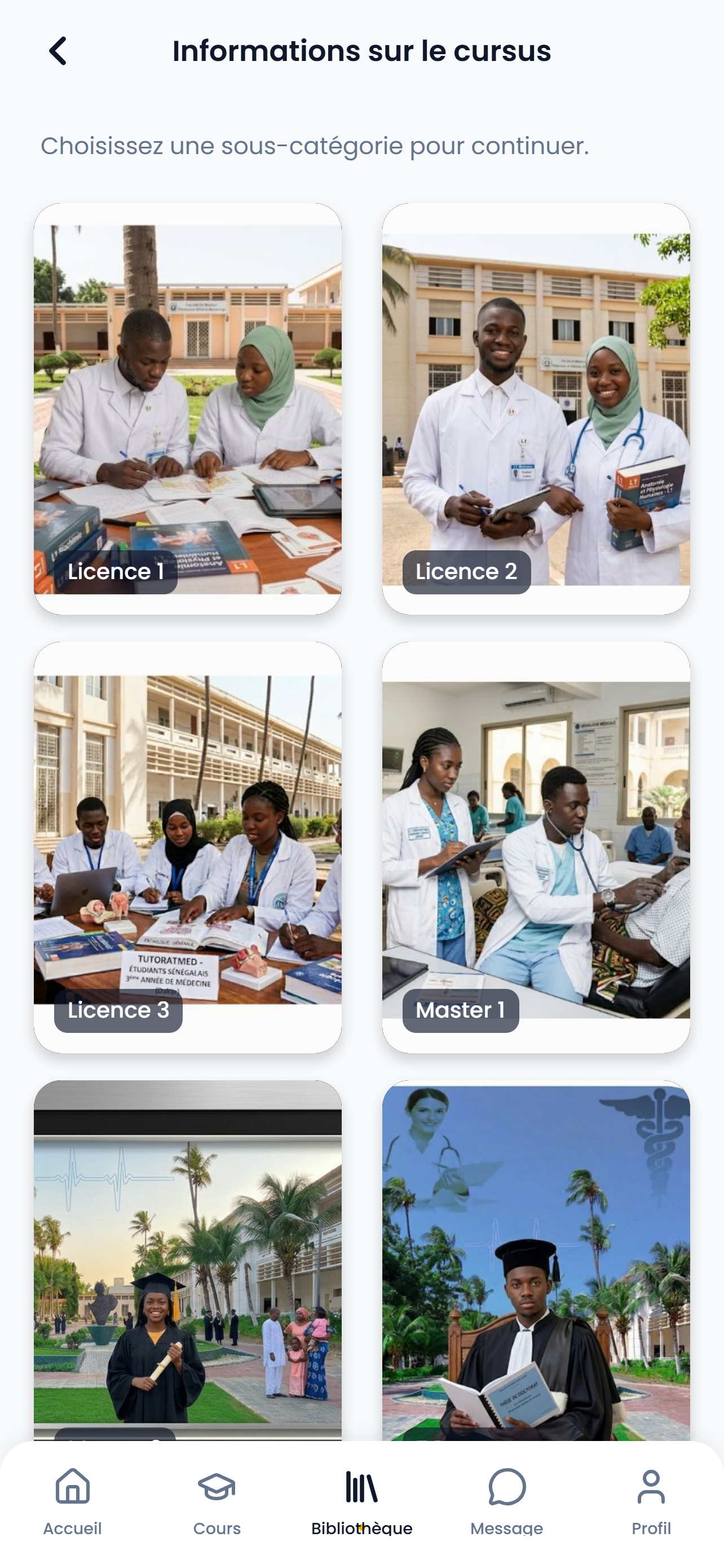 Organisation du cursus médical de la Licence 1 au Master 1 sur TutoratMed